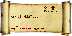 Krull Máté névjegykártya